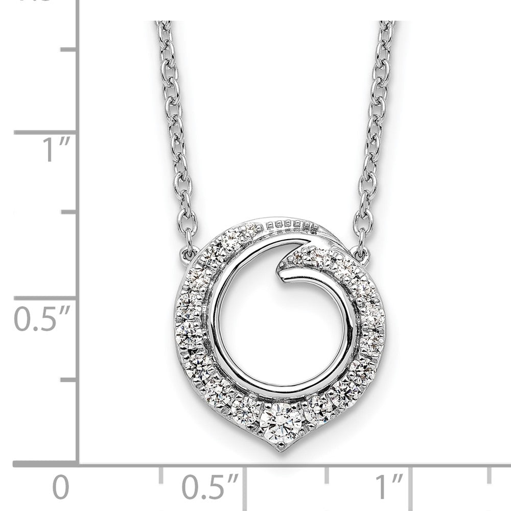 14K White Gold 1/2 carat Diamond Fancy Swirl Circle 18 Inch Necklace