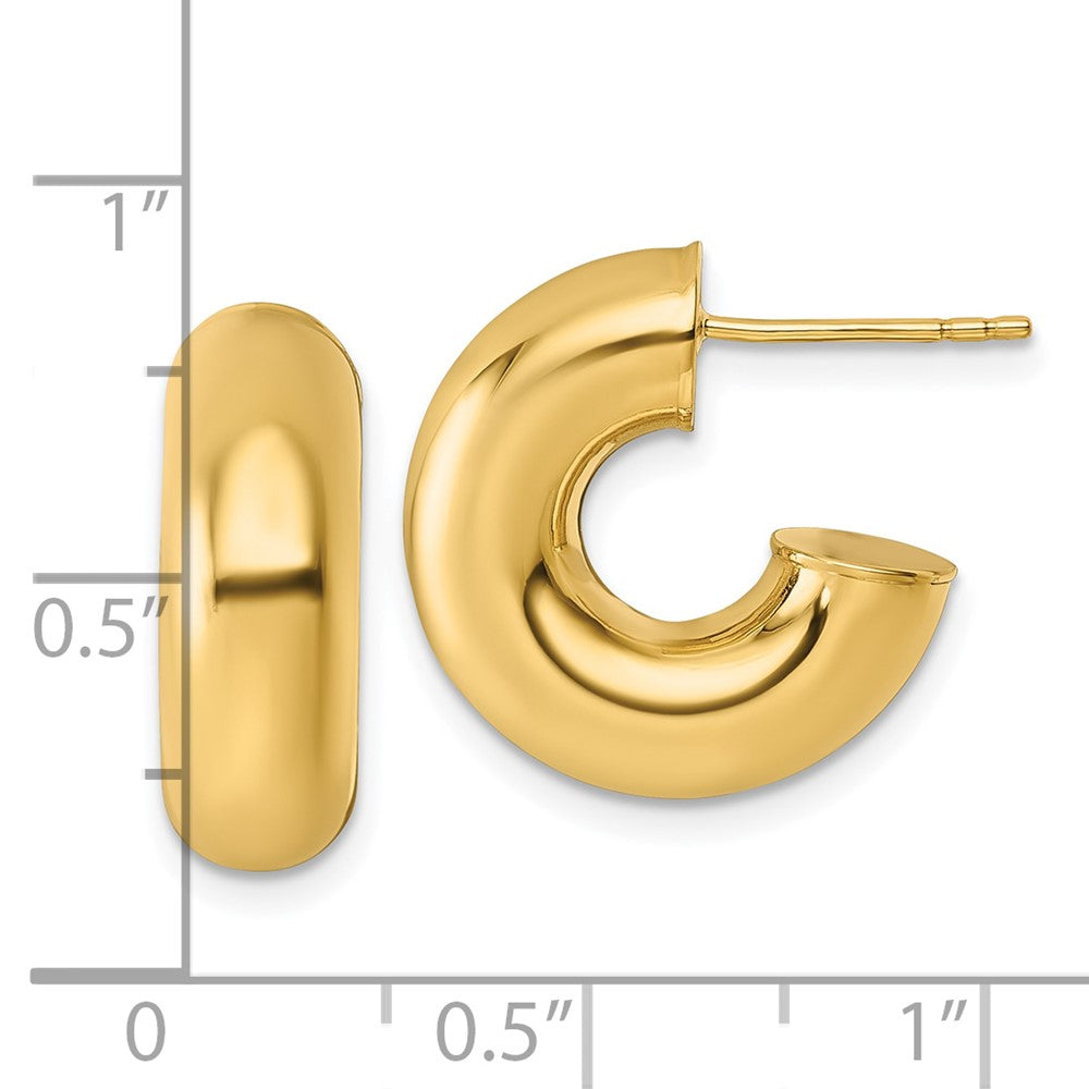 14K Yellow Gold Polished 6.00 x 17mm Tube C-Hoop Post Earrings