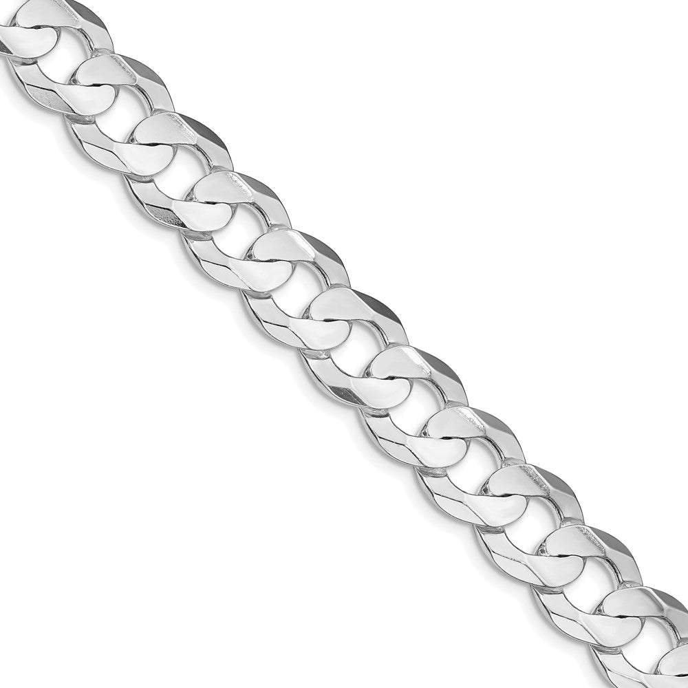 Sterling Silver Rhodium-plated 11.9mm Concave Beveled Curb 30 Inch Chain