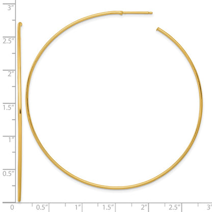 14K Yellow Gold Polished 1.2 x 70mm Solid C-Hoop Post Earrings