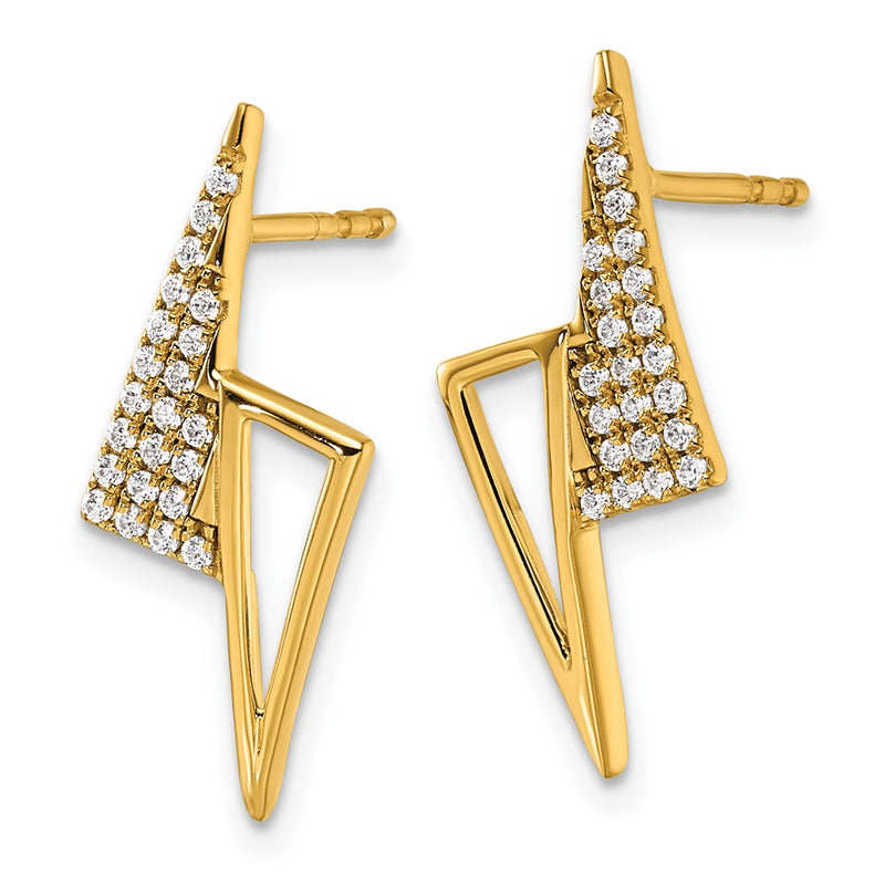 14K Yellow Gold Polished 1/5 carat Diamond Geometric Triangles Fashion Post Earrings