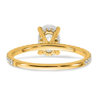 14K Yellow Gold 1 1/3 carat Certified Lab Grown Diamond VS/SI+ G+ Oval Complete Solitaire with Flair Engagement Ring