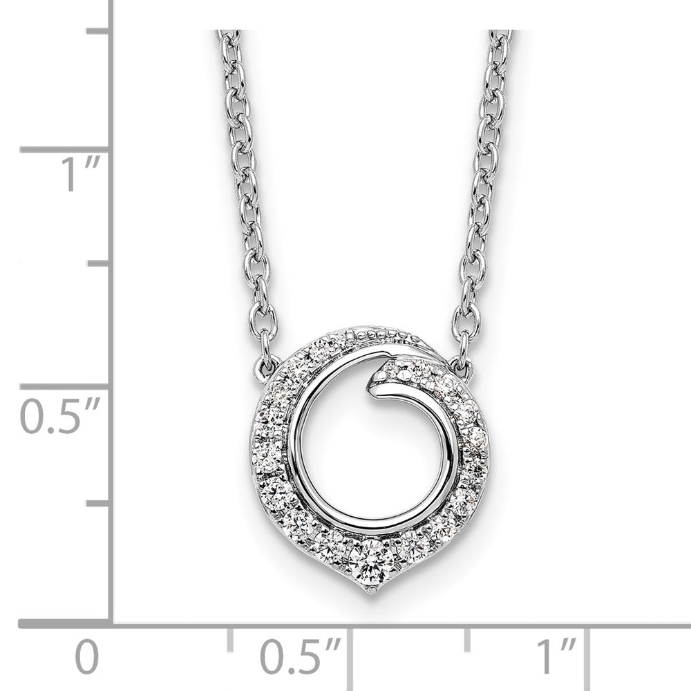 14K White Gold 1/4 carat Diamond Fancy Swirl Circle 18 Inch Necklace