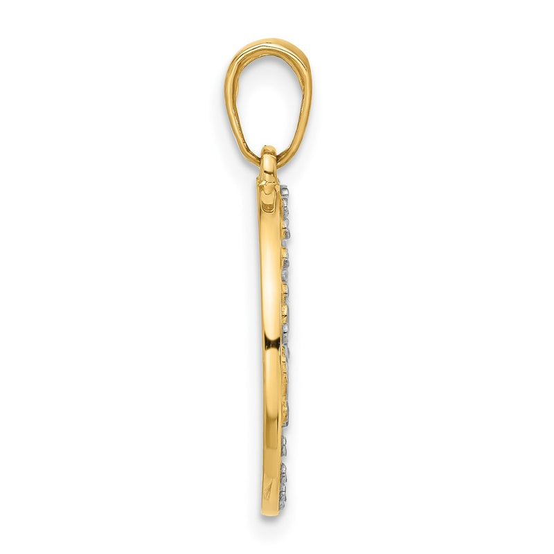 14K Yellow Gold and Rhodium Diamond-cut It's A Boy Pendant