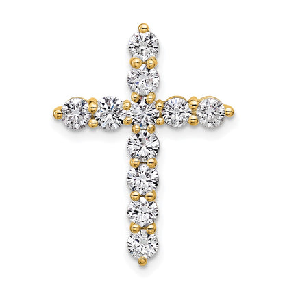 14K Yellow Gold 1 1/2 carat Lab Grown Diamond VS+ F+ Complete Cross Chain Slide Pendant