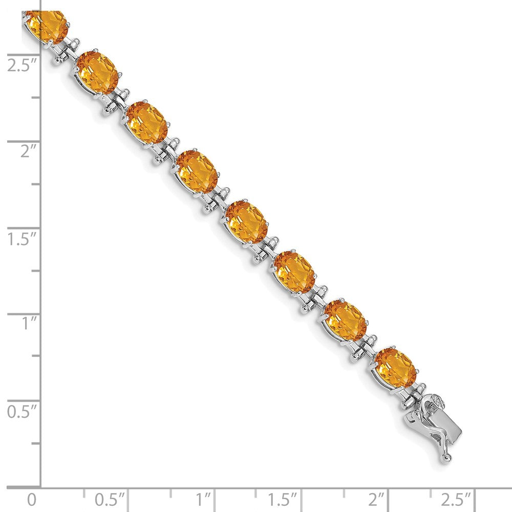 14K White Gold Complete Oval Citrine 7 Inch Bracelet