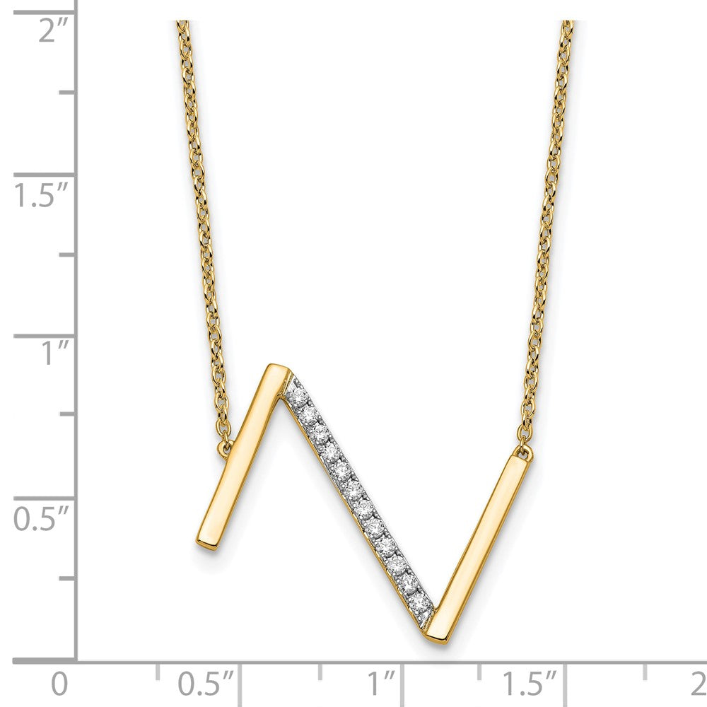 14K Yellow Gold Sideways Diamond Initial Z 18 Inch Necklace
