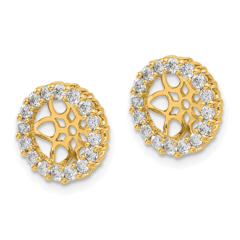 14K Yellow Gold 3/4 carat Diamond Circle Earring Jackets