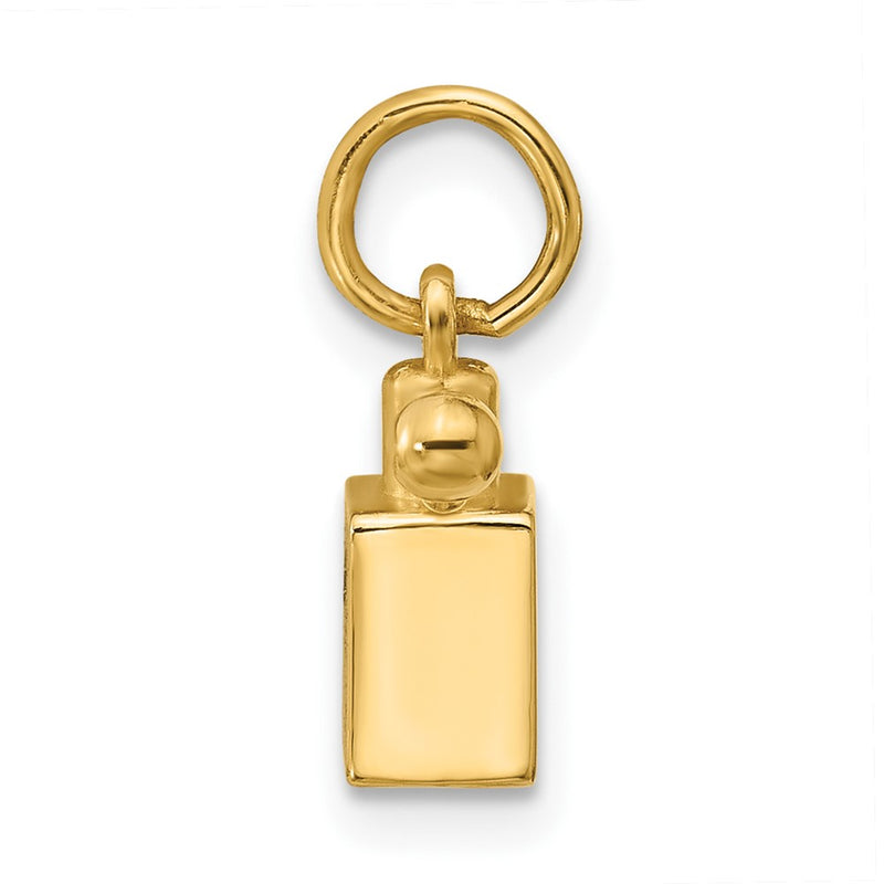 14K Yellow Gold Blue Enameled Square Perfume Bottle Charm