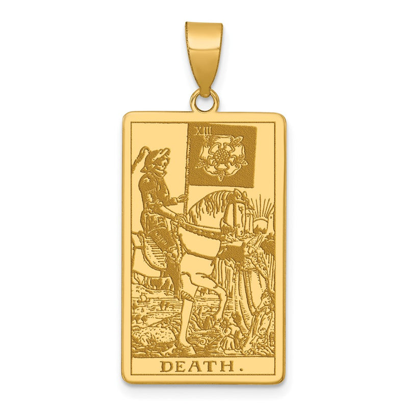 14K Yellow Gold Death Tarot Card Pendant