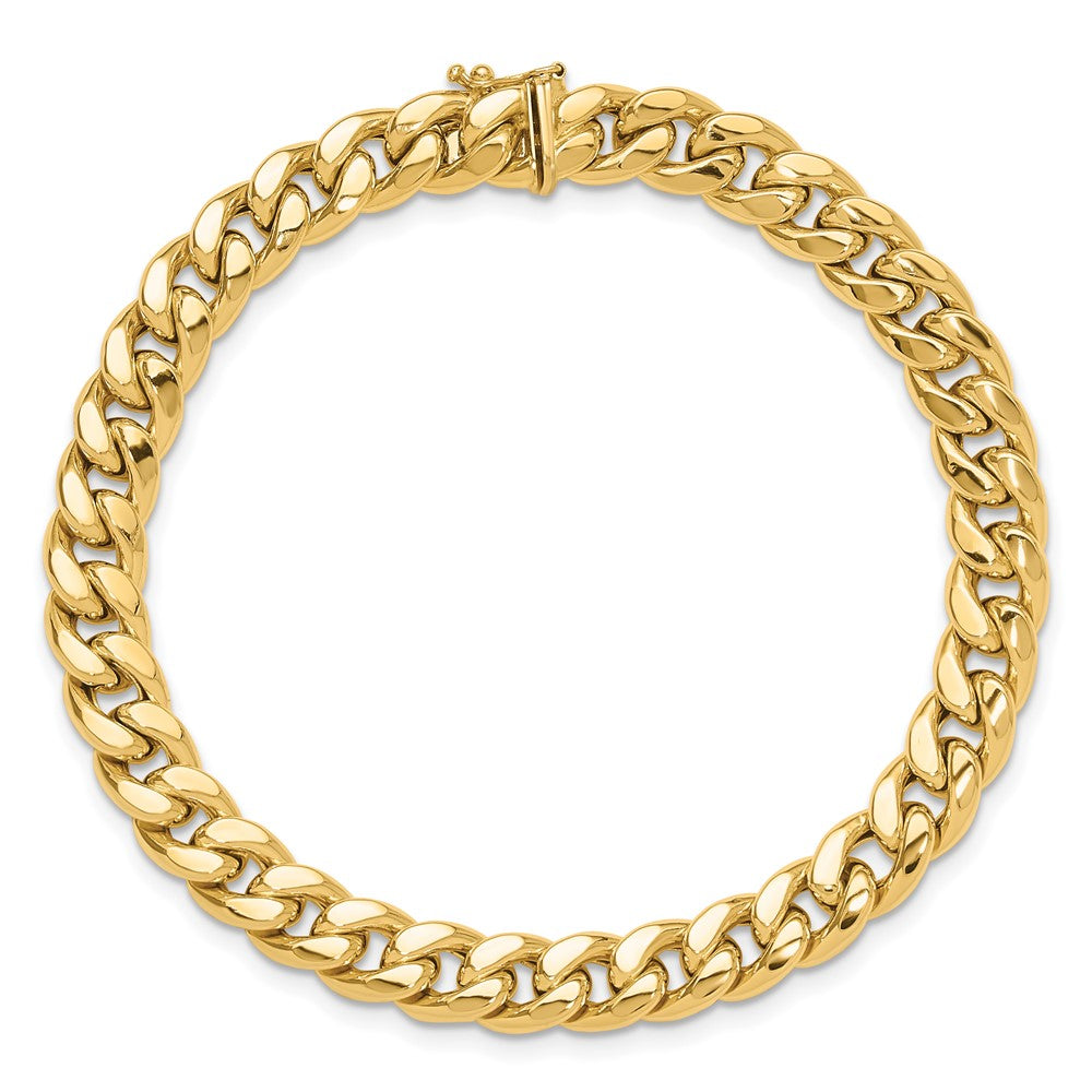 14K Yellow Gold Polished 8.9mm Curb Link 9 Inch Mens Bracelet