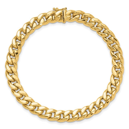 14K Yellow Gold Polished 8.9mm Curb Link 9 Inch Mens Bracelet