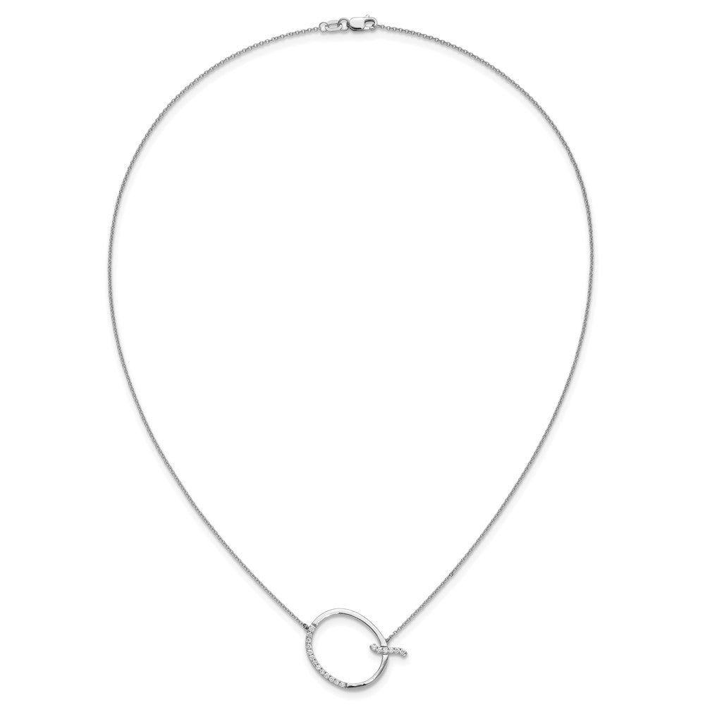 14K White Gold Sideways Diamond Initial Q 18 Inch Necklace