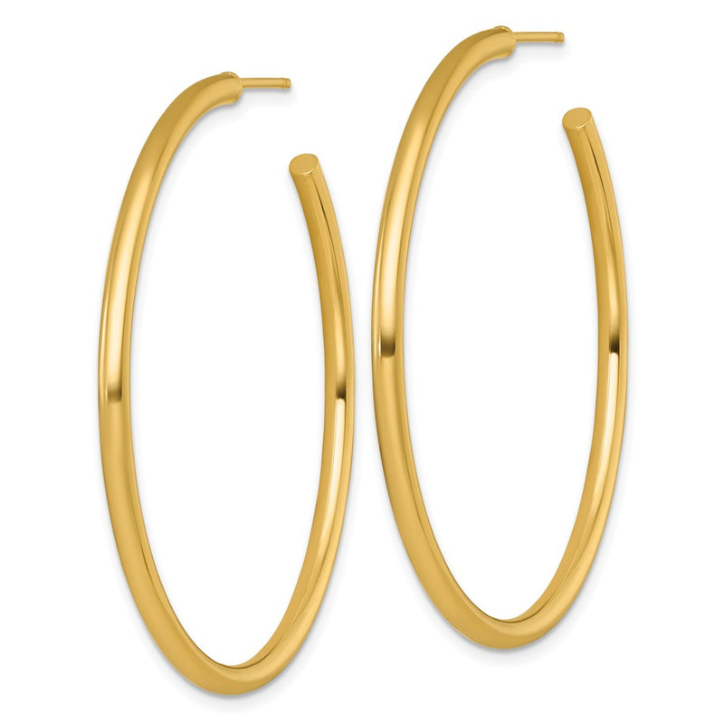 14K Yellow Gold Polished 2.5 x 50mm Tube C-Hoop Post Earrings