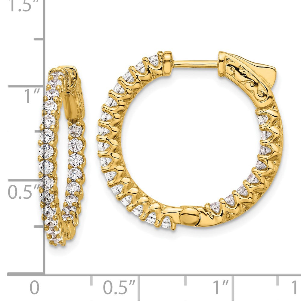 14K Yellow Gold 1.6 carat Diamond In/Out Hoop w/Safety Clasp Earrings