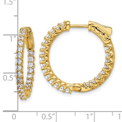 14K Yellow Gold 1.6 carat Diamond In/Out Hoop w/Safety Clasp Earrings