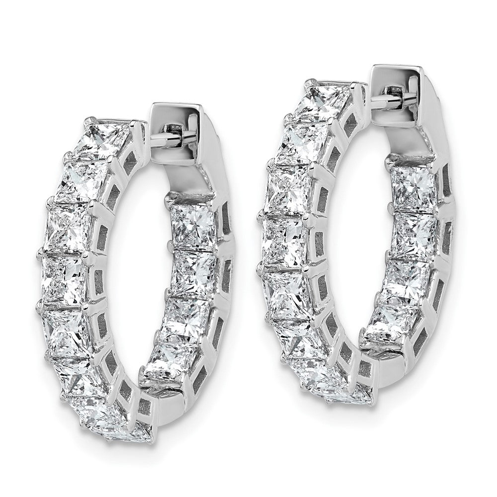 14K White Gold Inside/Outside Cert Lab Grown VS DEF Princess Diamond Hoop Earrings