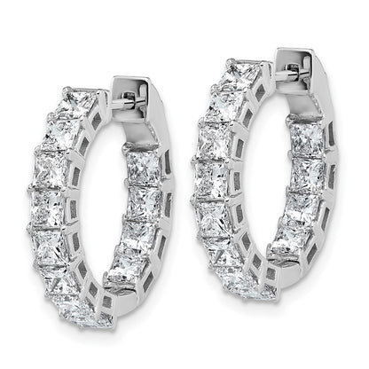 14K White Gold Inside/Outside Cert Lab Grown VS DEF Princess Diamond Hoop Earrings