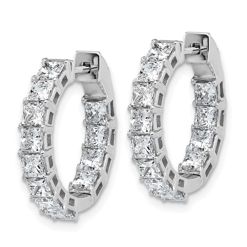 14K White Gold Inside/Outside Cert Lab Grown VS DEF Princess Diamond Hoop Earrings