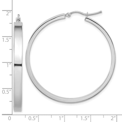 14K White Gold 4x45mm Polished Tube Hoop Earrings