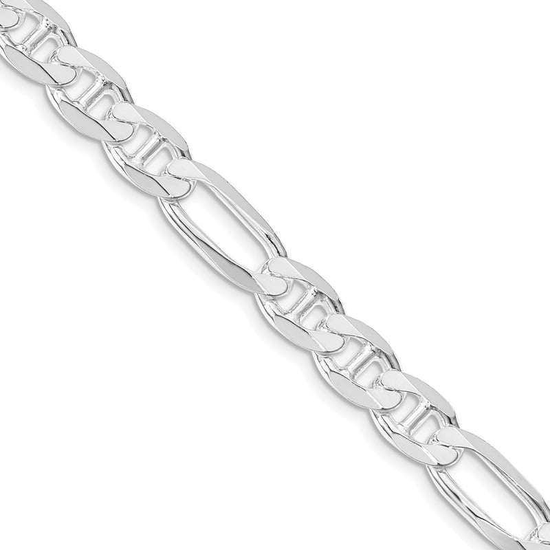 Sterling Silver Rhodium-plated 7.5mm Figaro Anchor 20 Inch Chain