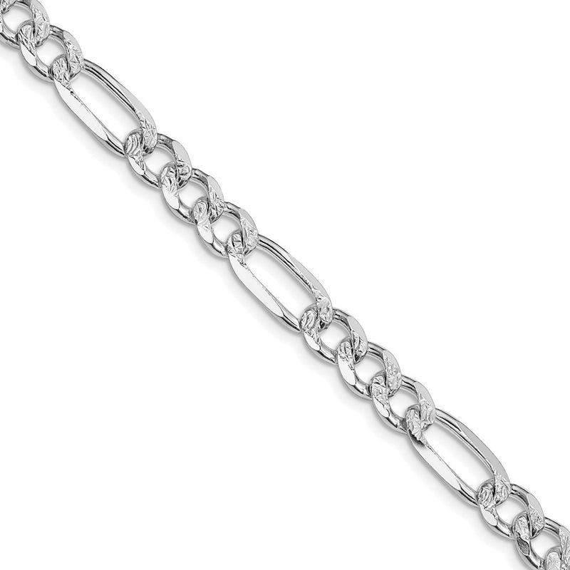 Sterling Silver Rhodium-plated 7.25mm Pav‚ Flat Figaro 26 Inch Chain