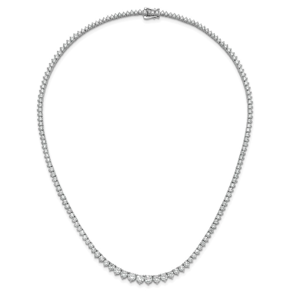 14K White Gold 16 1/3 carat Certified Lab Grown Diamond VS+ F+ Complete Round 18 Inch Graduated Tennis Necklace