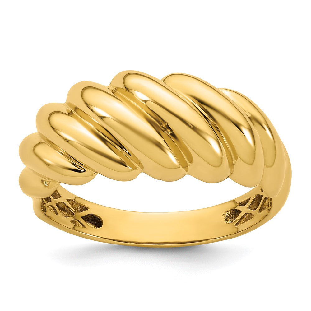 14K Yellow Gold Polished Twisted Graduated Domed Size 7 Ring