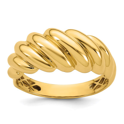 14K Yellow Gold Polished Twisted Graduated Domed Size 7 Ring