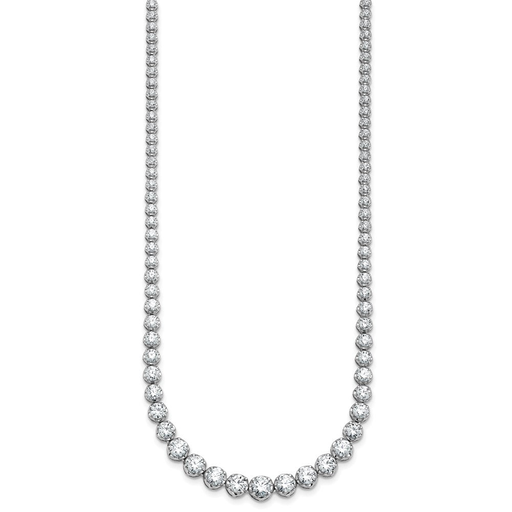 14K White Gold 11 1/15 carat Lab Grown Diamond VS+ F+ Complete Round 20 Inch Graduated Tennis Necklace