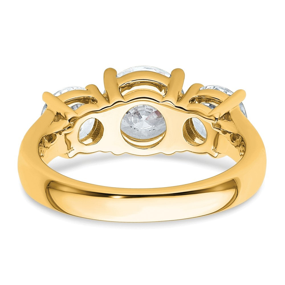 14K Yellow Gold 3 carat Lab Grown Diamond VS+ F+ Three Stone Complete Engagement Ring