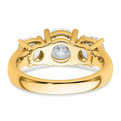 14K Yellow Gold 3 carat Lab Grown Diamond VS+ F+ Three Stone Complete Engagement Ring