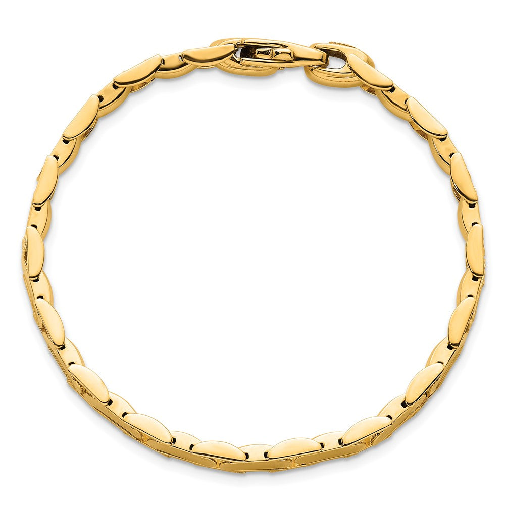 14K Yellow Gold Polished 6.9mm Fancy Link 7.5 Inch Bracelet