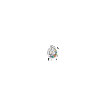 14K White Gold 6 Birthstone and Dia Mother/Child Chain Slide Semi-mount