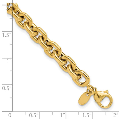 14K Yellow Gold Polished 6.8mm Fancy Cable Link 8 Inch Bracelet