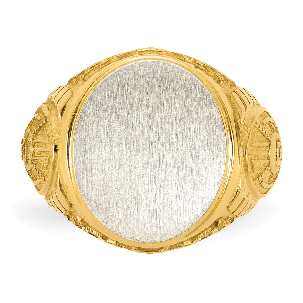 14K Two-Tone Gold Engravable Round Signet ring