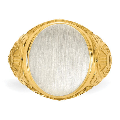 14K Two-Tone Gold Engravable Round Signet ring
