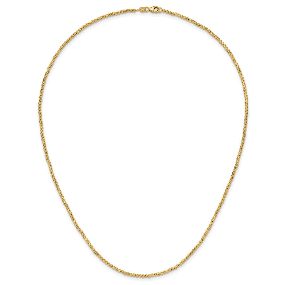 14K Yellow Gold Polished and Diamond-cut Round Beaded 18 Inch Necklace