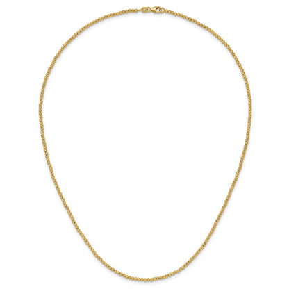 14K Yellow Gold Polished and Diamond-cut Round Beaded 18 Inch Necklace