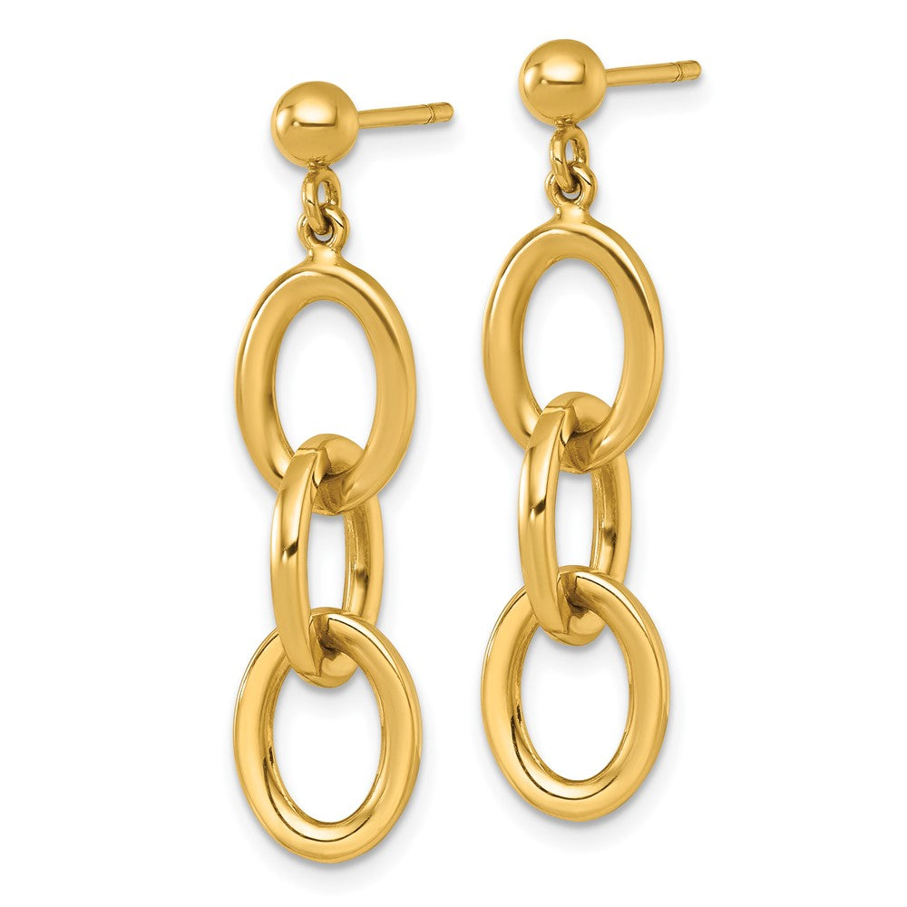 14K Yellow Gold Polished Ovals Dangle Post Earrings