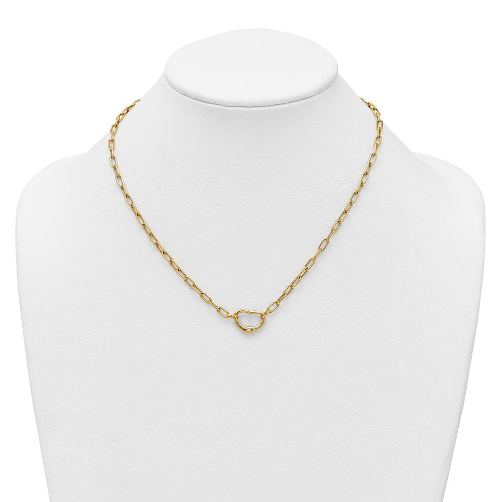14K Yellow Gold Polished Oval Link with Heart Clasp 18 Inch Necklace able to Convert to Bracelet