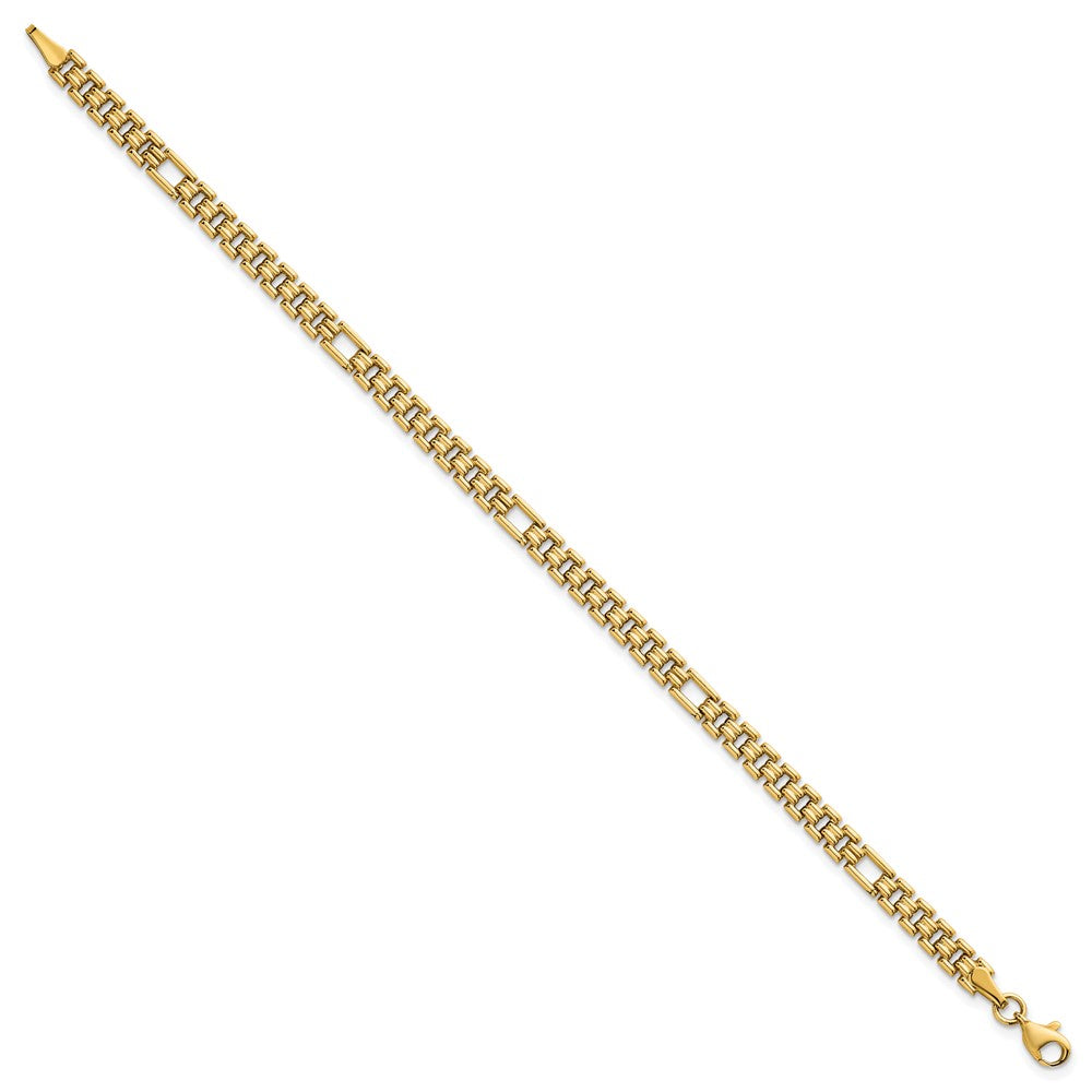 14K Yellow Gold Polished 4.5mm Fancy Link 7.5 Inch Bracelet