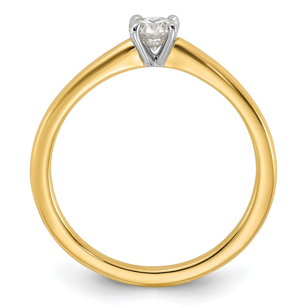 14K Two-Tone Gold 1/4 carat Certified Lab Grown Diamond VS+ F+ Round Complete Solitaire Engagement Ring