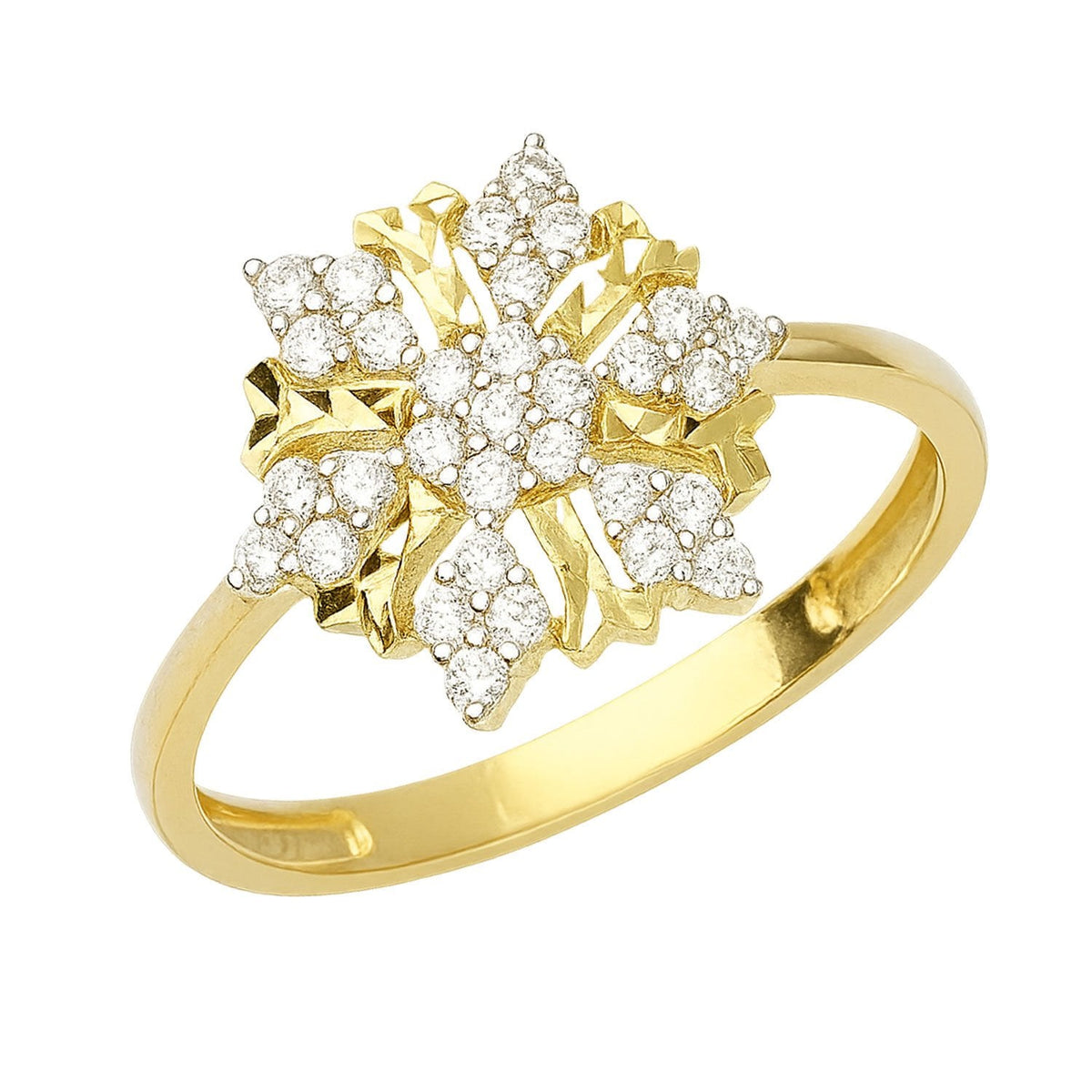 14K Yellow Gold Snowflake Cubic Zirconia Ring (2.21 g)