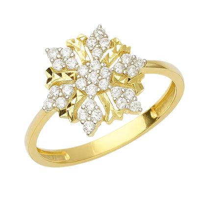 14K Yellow Gold Snowflake Cubic Zirconia Ring (2.21 g)