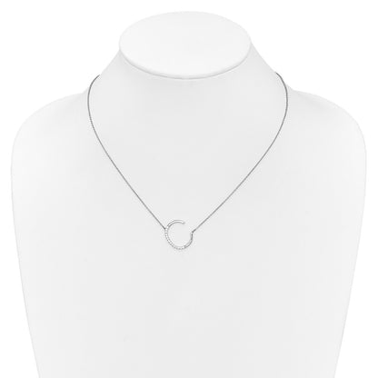 14K White Gold Sideways Diamond Initial C 18 Inch Necklace