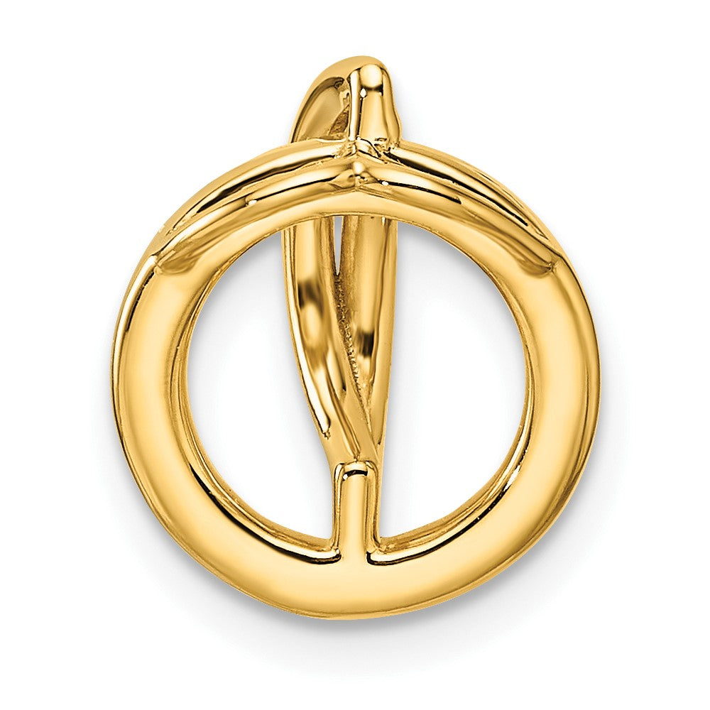 14K Yellow Gold Polished 1/10 carat Diamond Open Circle Chain Slide