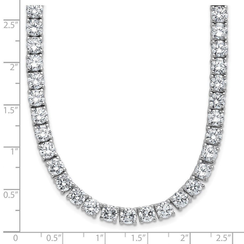 Cheryl M Sterling Silver Rhodium-plated Polished 5.00mm CZ with Safety Clasp Tennis 24 Inch Necklace