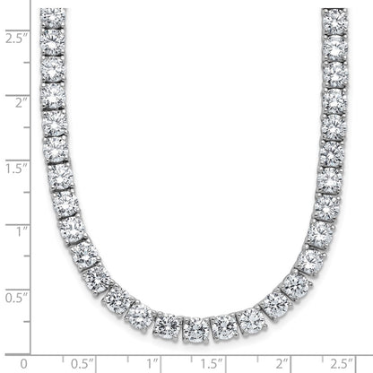 Cheryl M Sterling Silver Rhodium-plated Polished 5.00mm CZ with Safety Clasp Tennis 24 Inch Necklace