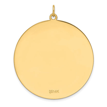 14K Yellow Gold Plain .018 Gauge Round Engravable 38.3mm Disc Charm